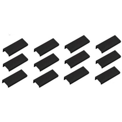 Sollbry Lot de 12 poignées d'armoire noires, quincaillerie pour armoire de cuisine, poignées de bord d'armoire, poignées d'armoire noires, 64 mm, centre à centre