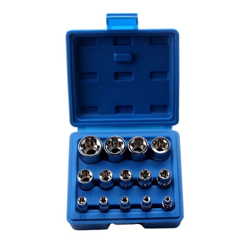 Sollbry - Lot de 14 douilles Torx femelles E4-E24 E-Torx hexagonales