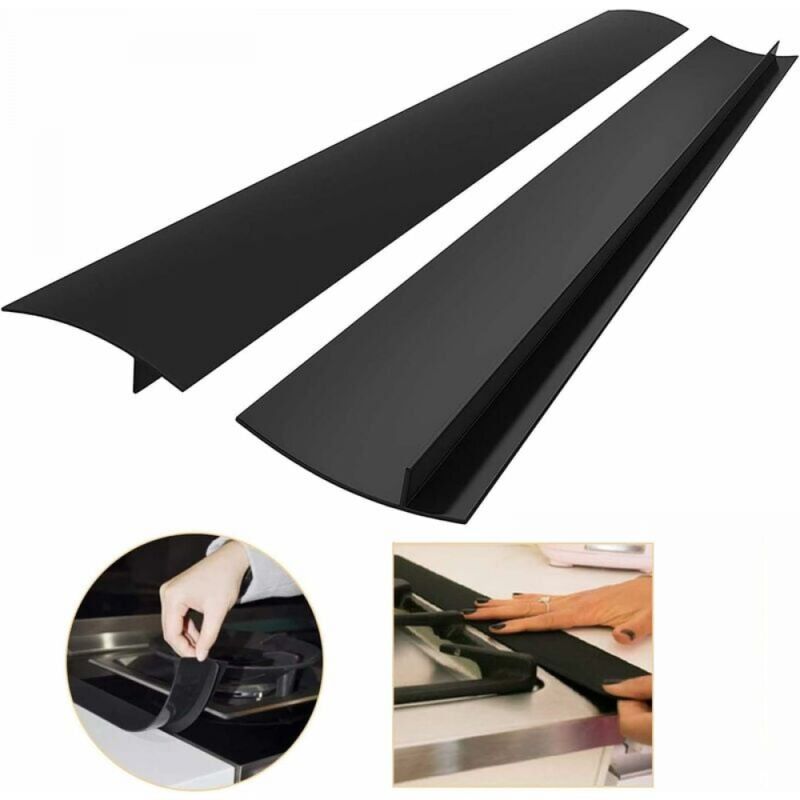 Lot de 2 bandes de bordure de plan de travail de cuisine de 25''/63 cm, couverture d'écart de comptoir de cuisinière en silicone, joint de