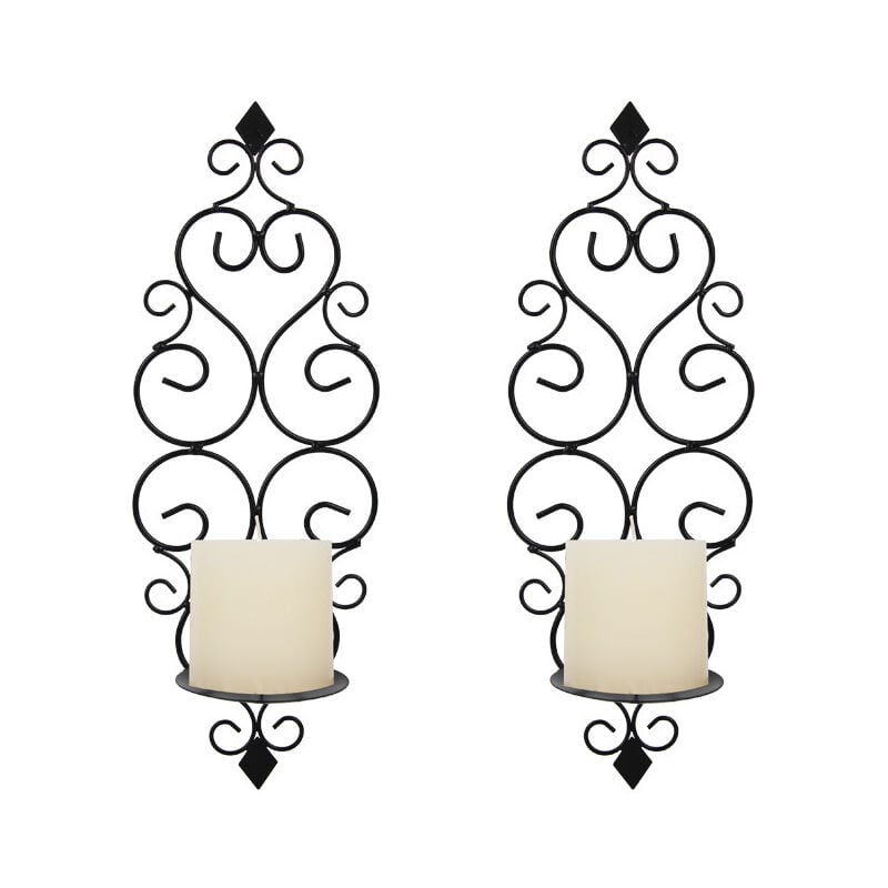 Sollbry - Lot de 2 Bougeoirs Photophore Chandelier Porte Bougie Mural Murale Muraux en Métal, Bougeoir pour Mur Chambre Salle de Bains Salon