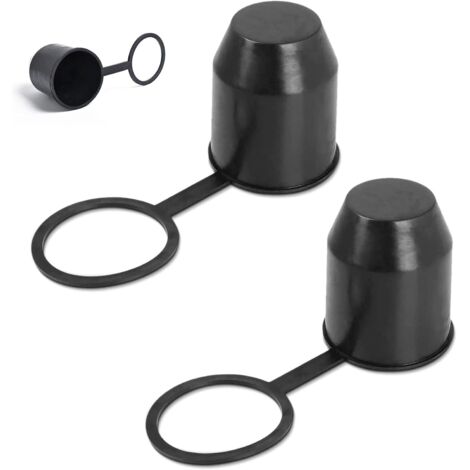 Sollbry Lot de 2 capuchons de protection pour attelage de remorque, anti-poussière et étanche, pour voiture, camping-car, remorque (noir)