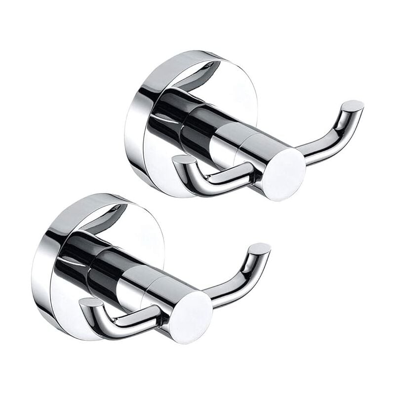 Sollbry - Lot de 2 crochets porte-serviettes en acier inoxydable et laiton chromé pour porte de salle de bain, cuisine