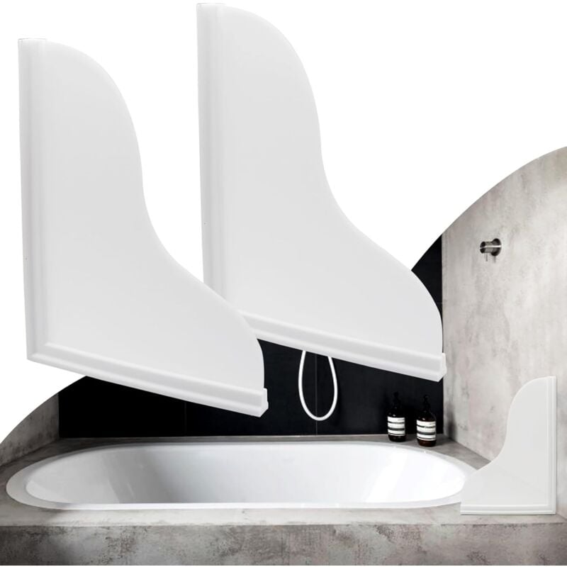 Sollbry - Lot de 2 grands pare-éclaboussures pour baignoire imperméables et autocollants pour garder l'eau dans la douche ou le bain (blanc, 23,5 x