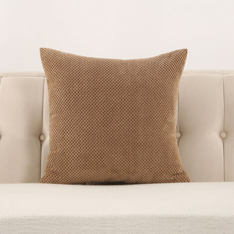 Sollbry Lot de 2 Housses de Coussin en Polyester Doux Granulés Carré Taies d'oreiller avec Granules décoratifs Confortable Solid pour Maison Salon Chambre Canapé Chambre Salon Marron 45x45cm