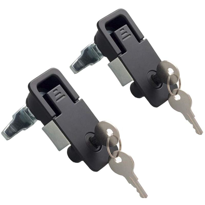 Lot de 2 loquets de compression à revêtement poudré, poignée réglable, clés assorties - Sollbry