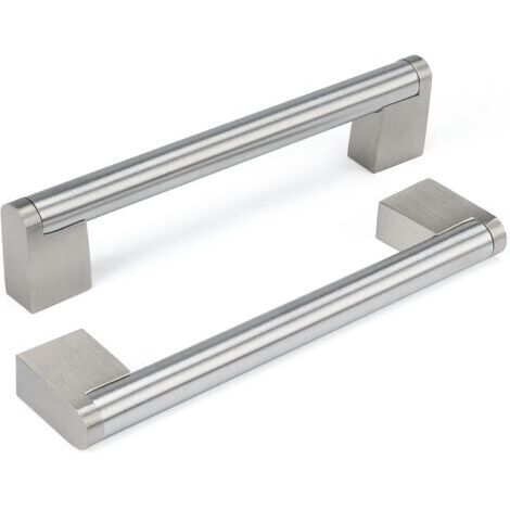 Sollbry Lot de 2 Poignée Meuble Poignee de Meuble Cuisine Inox - Poignée de Porte Poignée Cuisine Nickel Brossé en Acier Inoxydable Entraxe 128mm