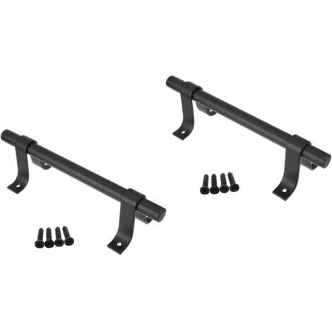 Sollbry Lot de 2 poignées de porte de grange, boutons de tiroir, poignée de porte industrielle, poignée de porte en fonte, boutons de porte d'armoire, poignée de porte de garage (200 x 14 mm)