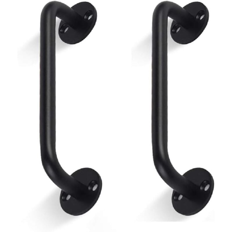 Sollbry - Lot de 2 poignées de porte de grange tubulaires noires pour porte coulissante, porte de garage