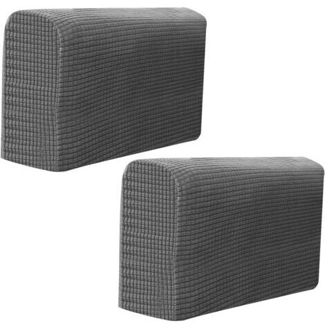 Sollbry Lot de 2 protections d'accoudoirs de canapé pour fauteuils, canapés, fauteuils antidérapants, de qualité supérieure, extensibles et extensibles (gris foncé)