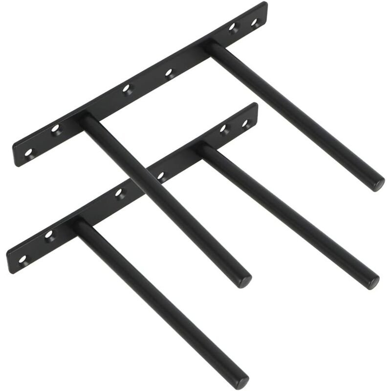 Sollbry - Lot de 2 Support pour Étagère Flottante Invisible Support en Métal pour Tablette Flottante en Bois Dissimulé à Fixation Murale, Finition