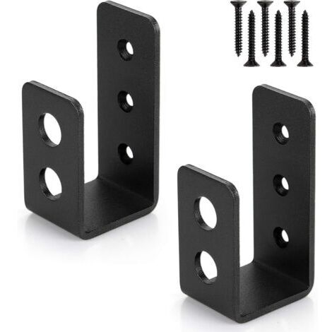 Sollbry Lot de 2 supports de porte en acier robuste pour porte de 2 x 4, barre de sécurité en forme de U