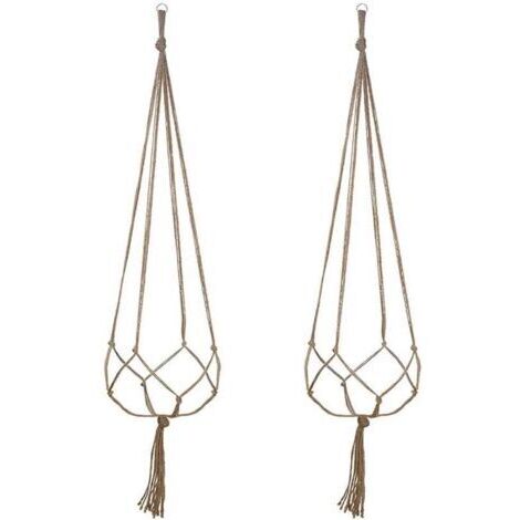 Sollbry Lot de 2 Suspension Plante pour Pot de Fleurs Cache-Pots Suspension en Corde Suspension Plante Porte Décoration pour Interieur et Extérieur Suspendue Décoration Balcon Maison (90cm)