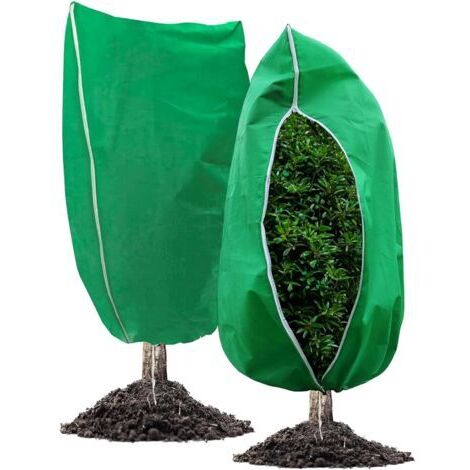 Sollbry Lot de 2 Voile Hivernage Plante Exterieur  120 X 100cm Bache de Protection Exterieur, Voile Hivernage Ajustable avec Cordon de Fermeture Eclair