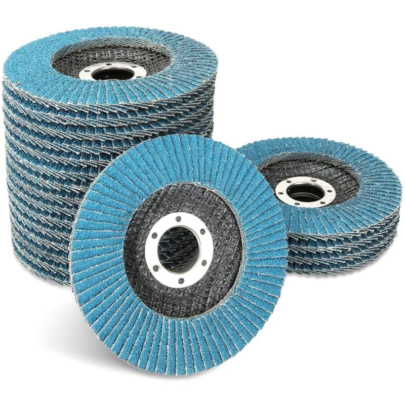 Lot de 20 Disques à Lamelles 115mm, Grain 80, Disque Abrasif à Lamelles 115mm Meuleuse pour Poncer et Enlever Ebavure Métal, Rouille, Polissage,