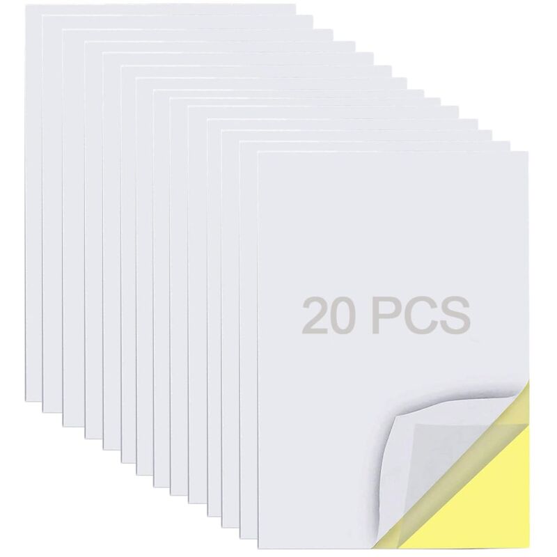 Sollbry - Lot de 20 feuilles de ruban adhésif double face transparent format A4 extra fort avec doublure jaune pour bricolage, fête, art, artisanat,