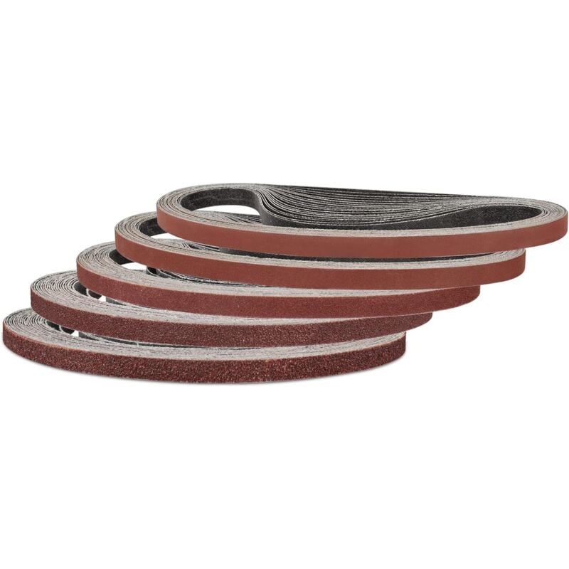 Lot de 25 bandes abrasives 9 x 533 mm, grain 60/80/120/240/400 pour ponceuse à bande, idéal pour le bois et la peinture - Sollbry