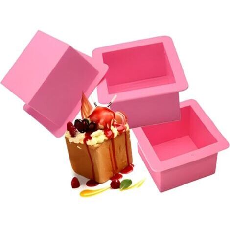 Sollbry Lot de 3 moules à gâteau carrés en silicone - Moule à savon - Grand cube - Moule carré en silicone - Résine - Bijoux - Outils de fabrication de bijoux