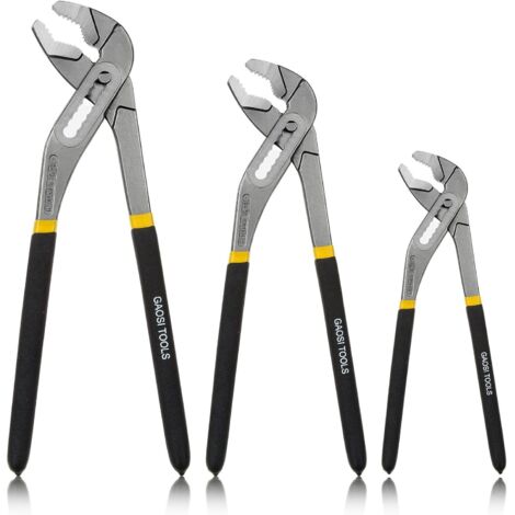 Sollbry Lot de 3 Pince Multiprise Réglable, Pinces Pour Pompe à Eau 200mm/250mm/300mm - Acier au Chrome Vanadium - Traitement Antirouille en Surface - Poignée Bi Matière