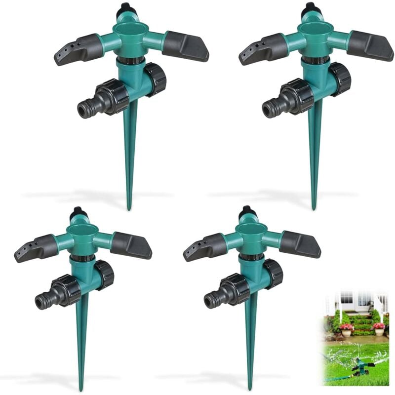 Lot de 4 arroseurs de pelouse rotatifs à 360° pour systèmes d'irrigation de jardin et irrigation pastorale - Sollbry