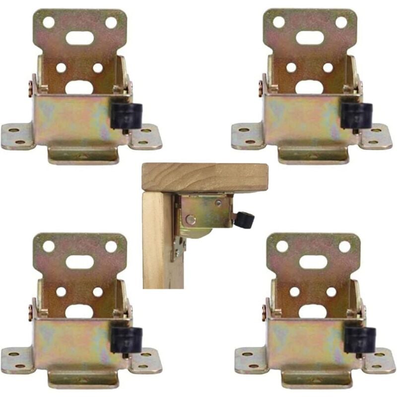 Sollbry - Lot de 4 charnières de Pied de Table Pliables à 90 ° - Verrouillage Pliable pour Pieds de Table et bancs - Console Pliante pour (doré)