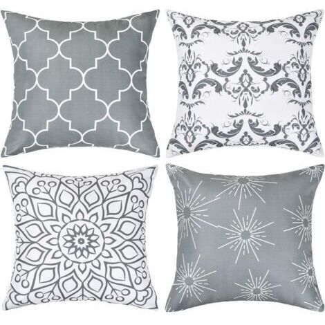 Sollbry Lot de 4 Douce Housses de Coussin 45 x 45 cm Canapé Taie d'oreiller Doux Décoratives pour canapé et Chambre à Coucher Gris