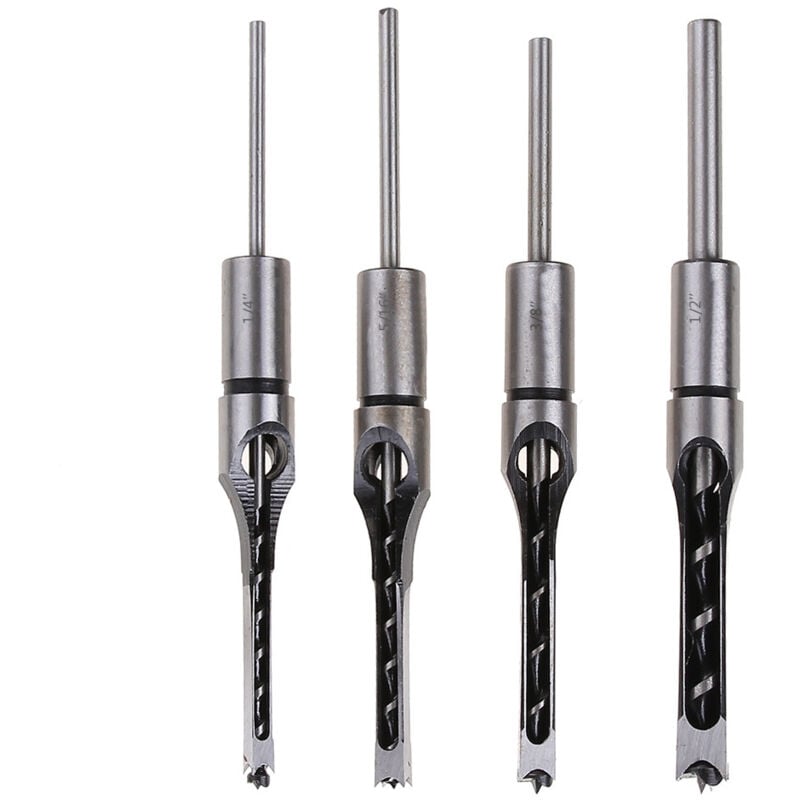 Sollbry - Lot de 4 Ensembles de forets à trou carré, Forets à bois trou carré Foret Trou Carré De Perçage Mortaiser Burin