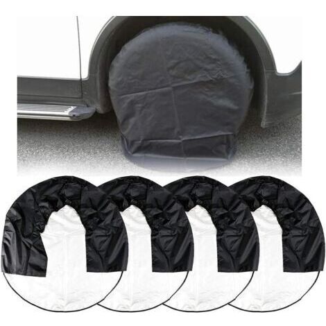 Sollbry Lot de 4 housses de pneu de secours imperméables pour remorque, camping-car, housse de protection de roue de pneu résistante à la pluie, noir (L : 80 cm de diamètre)