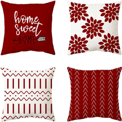 Sollbry Lot de 4 housses d'oreiller, housse de coussin moderne pour canapé, taie d'oreiller en tissu pour canapé, lit, voiture, 45 x 45 cm