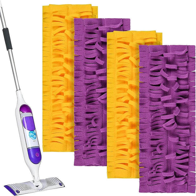 Lot de 4 Lingettes pour Swiffer, Lingettes Reutilisable pour Swiffer Balai, Serpillière Humide et Sèche en Microfibre, 39 cm 15 cm Lingettes