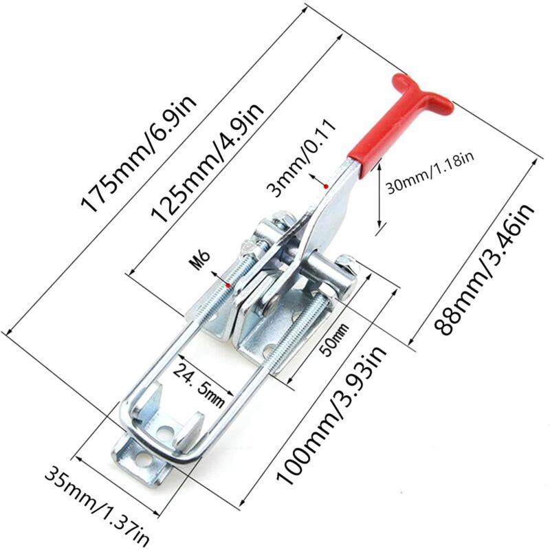 Sollbry Lot de 4 Loquet à bascule en Métal, Pince à Loquet Loquet à bascule en Métal Serrage Verrou Fermeture à levier Sauterelles de Menuisier