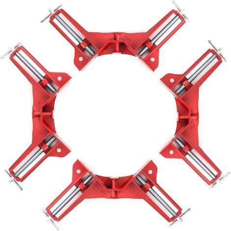 Sollbry Lot de 4 pinces à angle droit à 90 degrés avec mâchoires réglables - Support de verre multifonction pour le bricolage, le travail du bois, les étagères, le soudage, les armoires