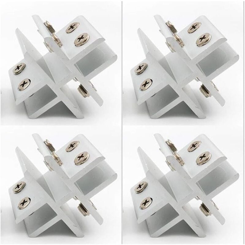 Sollbry - Lot de 4 pinces à verre en forme de croix avec support pour verre sur 4 panneaux latéraux, douche, tables, panneaux, serrage 10–12 mm