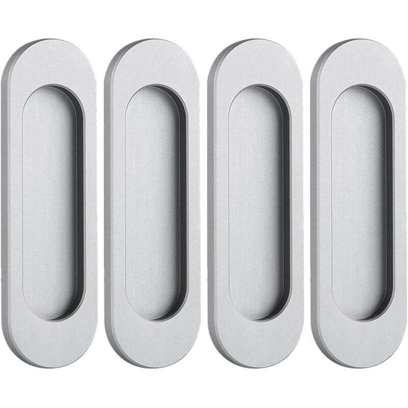 Sollbry - Lot de 4 poignées affleurantes en alliage d'aluminium sans perforation pour portes coulissantes de grange, fenêtres, armoires, tiroirs de