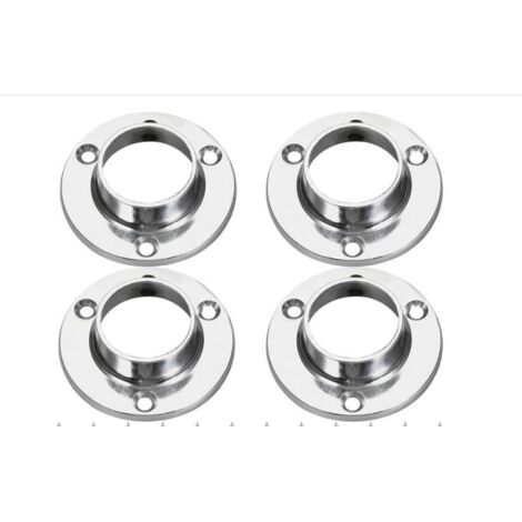 Sollbry Lot de 4 supports de rail de penderie de 25 mm, douilles rondes robustes pour rails et raccords de penderie, support de tringle de placard en métal pour étagères, rails à vêtements, systèmes d
