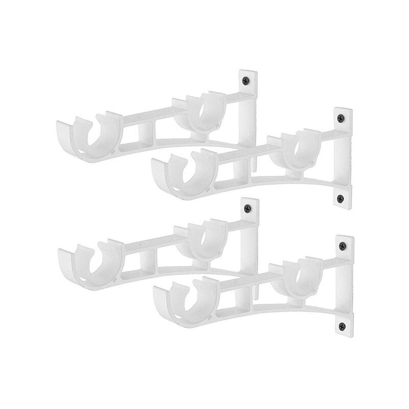 Sollbry - Lot de 4 supports de tringle à rideau double pour tringle à rideaux, quincaillerie de fenêtre, supports de tringle (blanc)