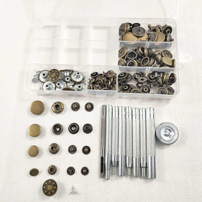 Lot de 40 boutons-pression sans couture avec 9 outils de fixation en métal pour cuir, jeans, couture, portefeuille, artisanat, diamètre 10 mm, 12 mm,
