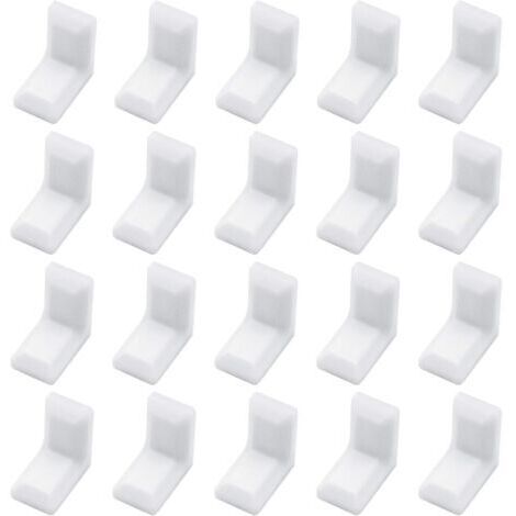 Sollbry Lot de 40 équerres d'angle en forme de L avec couvercle en plastique blanc pour armoire, étagère