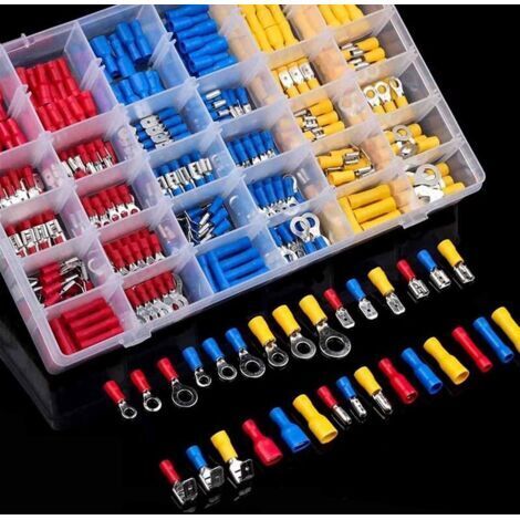 Sollbry – Lot de 480 cosses électriques à sertir – 30 types avec connecteurs isolants – AWG 12-10, 16-14, 22-16 – Pour câblage électrique professionnel