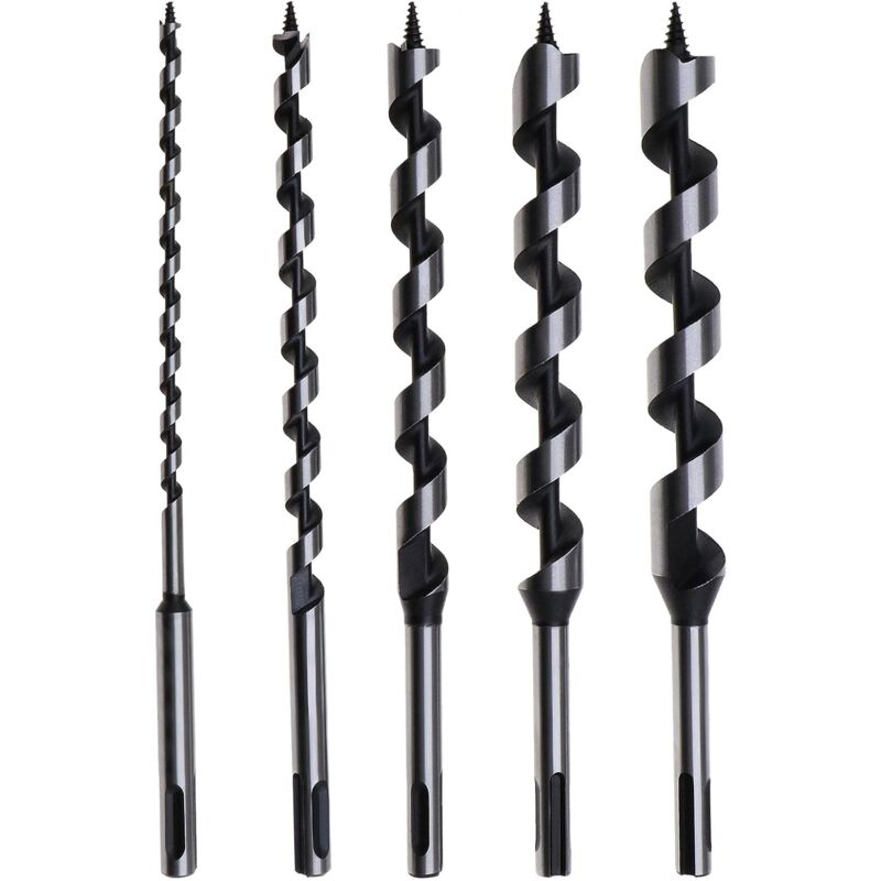 Sollbry - Lot de 5 forets hélicoïdaux avec tige sds Plus pour le travail du bois 230 mm 6/10/14/18/20 mm