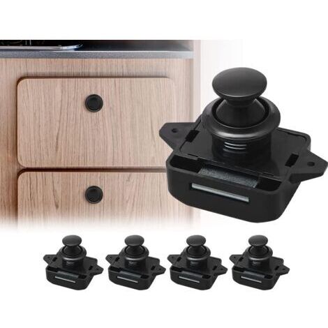 Sollbry – Lot de 5 loquets à bouton poussoir sans clé – Ajustement 15-18mm – Alliage de zinc et plastique – Pour armoires, camping-cars, bateaux