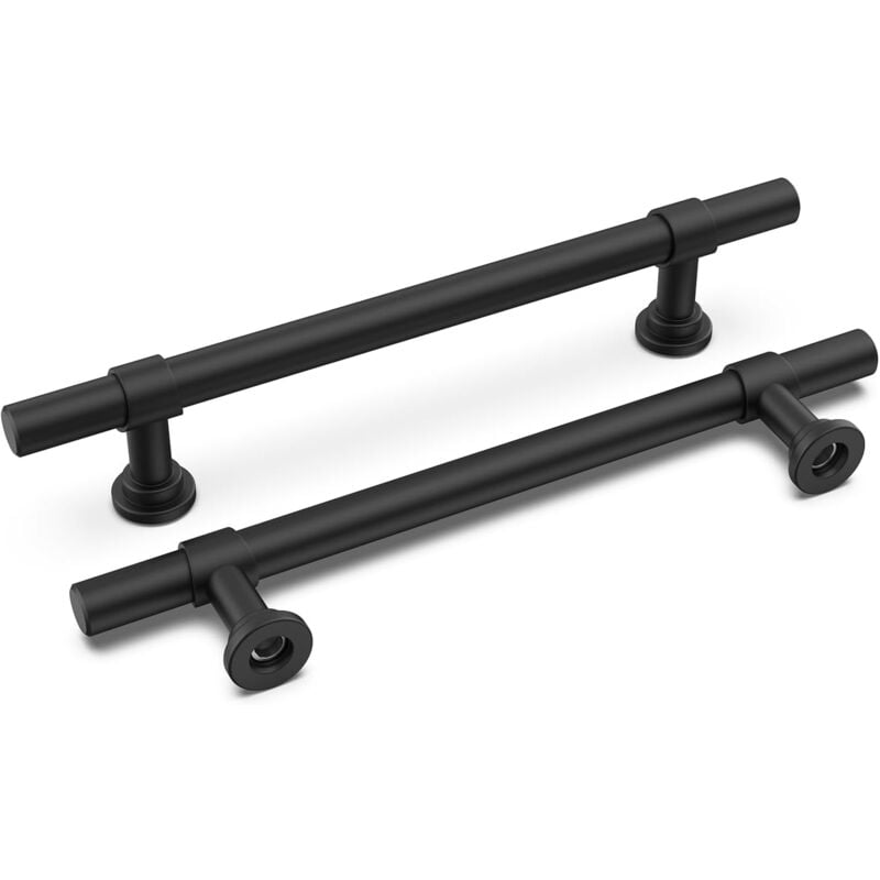 Sollbry Lot de 5 Poignee de Meuble Cuisine Noir Poignées Noires Entraxe 128mm Poignee de Porte Interieur Poignée Placard Poignée Meuble Noir Poignee