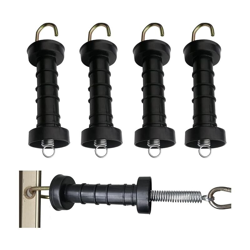 Lot de 5 poignées de portail de clôture électrique, poignées de porte isolées, poignée de porte à ressort pour clôture, facile à prendre en main