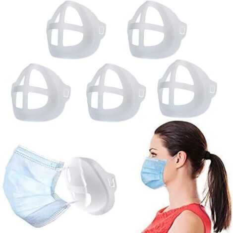 Sollbry Lot De 5 Supports De Masque,Améliorer 3d En Silicone Support De Protection Pour Rouge à LèVres, ProtéGez Le Maquillage, AméLiorez L'Espace Respiratoire Aide à Favoriser Une Respiration Douce