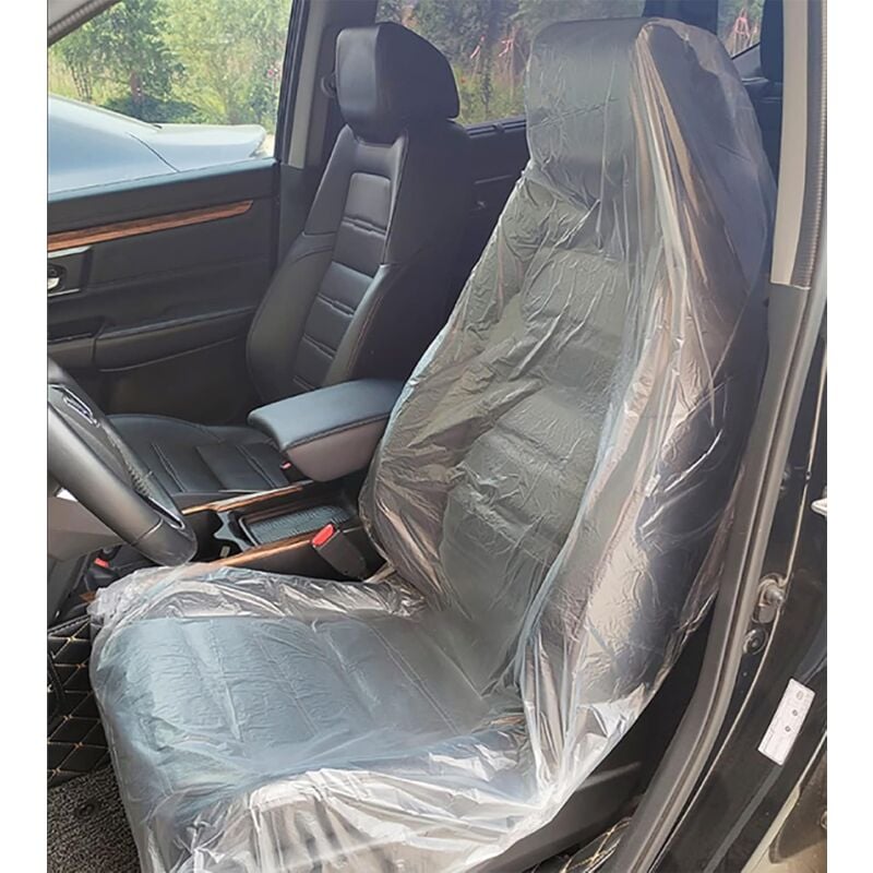 Sollbry Lot de 50 housses de siège de voiture jetables en plastique pour mécanicien (145 × 80 cm)