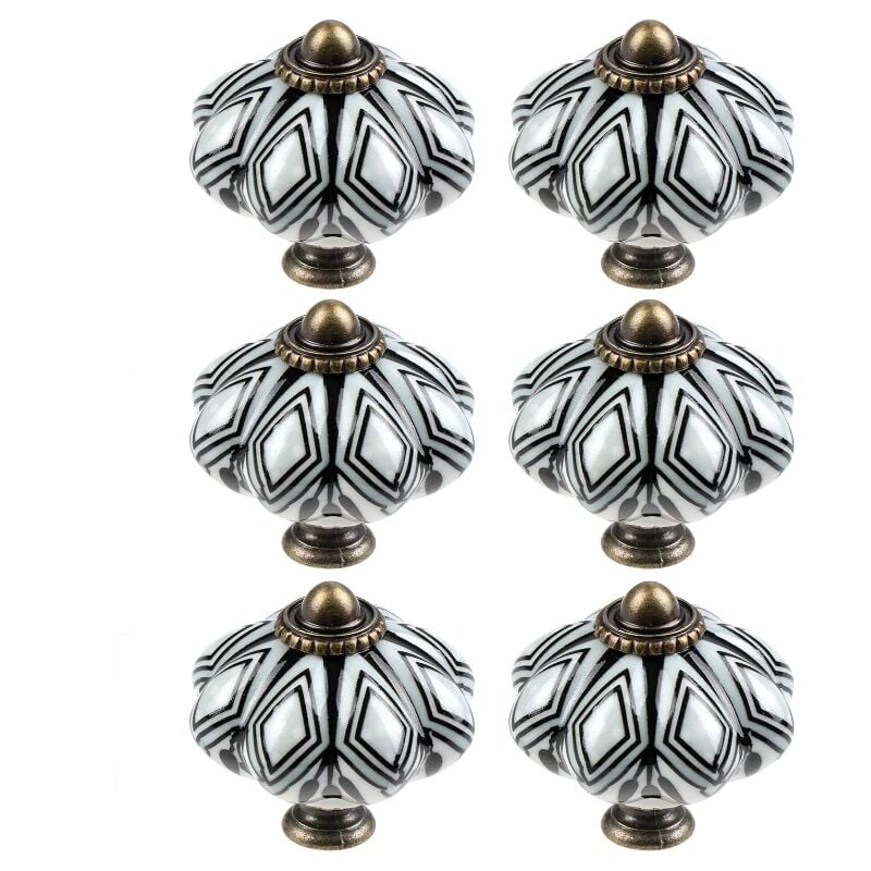 Lot de 6 boutons d'armoire en céramique, boutons de tiroir chics, poignées d'armoire de cuisine en forme de citrouille antique, boutons de porte de