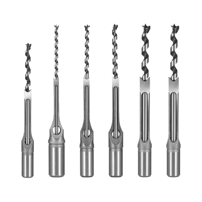 Lot de 6 Forets à Trou Carré, Forets carrés, Forets à Mortaise Outil Menuiserie Perceuse à Trou Carré pour Travail du Bois, 1/4', 5/16', 3/8', 1/2',