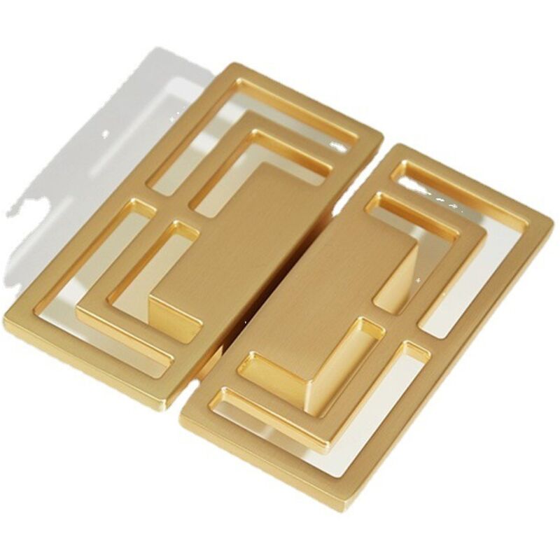 Lot de 6 poignées de tiroir dorées pour placard tv, meuble tv, élégantes poignées en cuivre doré, motifs chinois modernes de bon augure à double trou