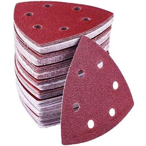 Sollbry Lot de 72 triangles abrasifs delta - 6 trous - 93 x 93 x 93 mm - grains 40/60/80/120/180/240 - triangle de poncage pour ponçage et polissage