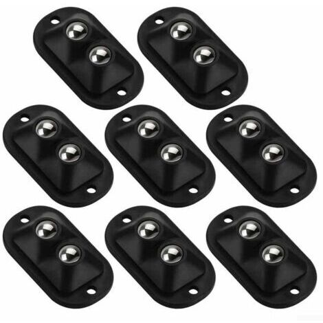 Sollbry Lot de 8 roulettes autocollantes pour meubles - Roulettes plates autocollantes - Noir