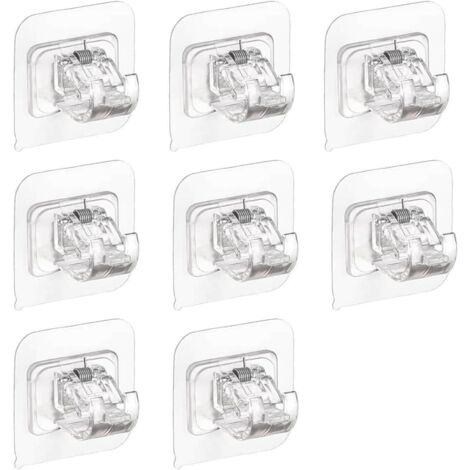 Sollbry Lot de 8 supports de tringle à rideau - Sans perçage - Crochets auto-adhésifs ou crochets de rail de serviette pour la maison - Pour rideaux suspendus